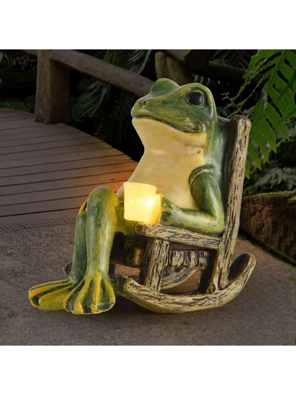 Mini Frog Garden Statue - Solar Outdoor Decor, Fairy Garden Accessory